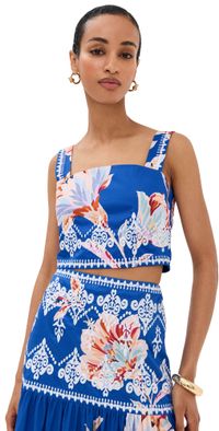 Figue Laura Top Fantasia Floral Lazurite Blue S