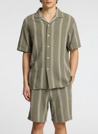 Selected - Chemise droite en coton bio rayé - Taille XL - Gris