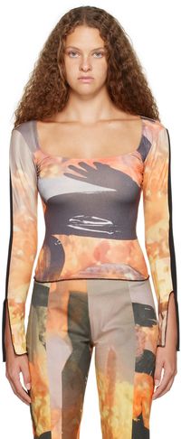 ELLISS Orange Sunflower Long Sleeve T-Shirt