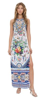 Camilla High Neck Long Dress Tiles Darls L