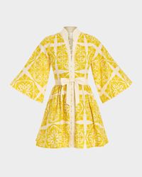 Carmen Flare-Sleeve Bow Mini Dress