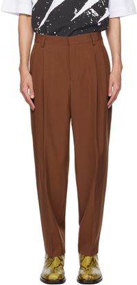 Dries Van Noten Brown Creased Trousers