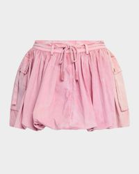 Washed Stretch Cotton Mini Bubble Skirt