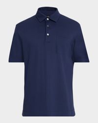 Men's Pique Polo Shirt with Leather-Trim Pocket
