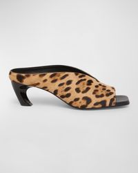 Armadillo Leopard Comma-Heel Mule Sandals