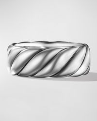 Men's Sculpted Cable Contour Band Ring in Silver, 9mm