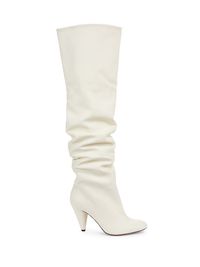 Women's Cone Slouch 85MM Leather Over-The-Knee Boots - White - Size 9