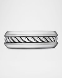 8mm Men's Cable Ring in Silver