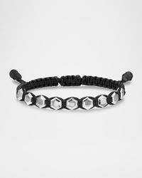 Men's 1-Row Woven Bracelet in Nylon with Silver, 6mm