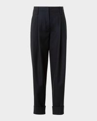 Franklyn Pleated Wool Tricotine Tapered-Leg Pants
