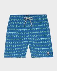 Men's Wave-Print Swim Shorts
