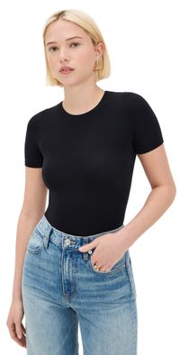 Commando Ballet Short Sleeve Thong Bodysuit Black One Size