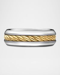 8mm Men's Cable Ring in Silver