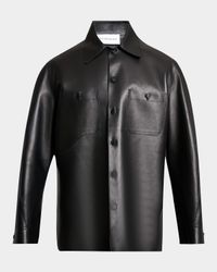 Men's Tonal Leather Overshirt