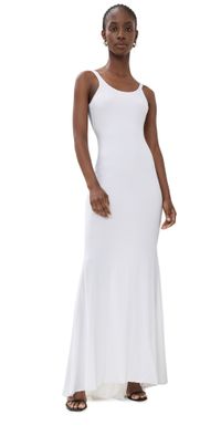 LaQuan Smith Backless Gown with Train Detail White M