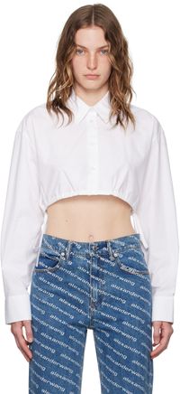 Alexander Wang White Cropped Drawstring Shirt