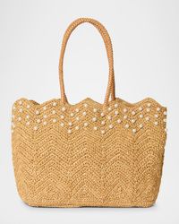 Naples Pearly Straw Tote Bag