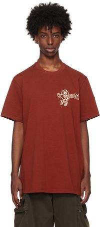 Moncler Red Printed-Logo T-shirt