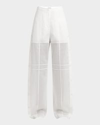 Button-Side Relaxed Straight-Leg Paneled Pants