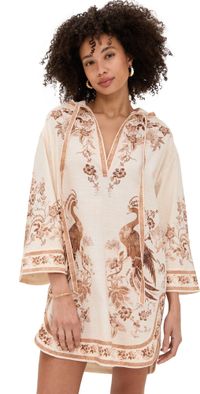 Zimmermann Ascension Tunic Mini Dress Cream/Tan Floral 2