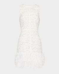 Raven Metallic Tweed Feathered Mini Dress