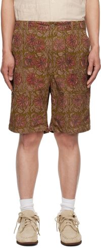 Engineered Garments Khaki & Burgundy Corduroy Fatigue Shorts