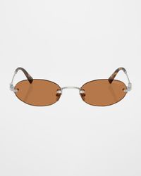 Rimless Metal Oval Sunglasses