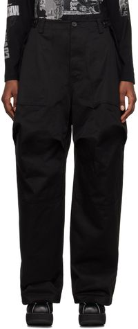 We11done Black Paneled Trousers
