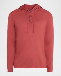 Men's Cashmere and Silk Half-Placket Hoodie