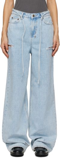 Ksubi Jean ample Rollin bleu à découpes
