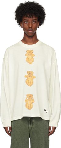 Small Talk Studio SSENSE Exclusive White Hand-Drawn Monkeys Graphic T-shirt