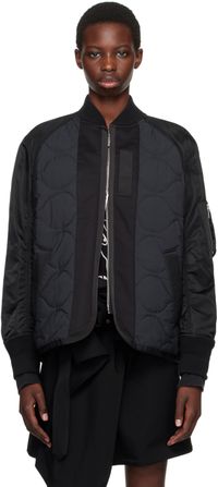 sacai Black & Navy Quilted Bomber Jacket