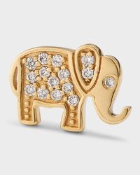 14k Yellow Gold Diamond Elephant Stud Earring, Single