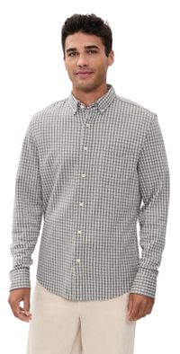 Faherty Coastline Knit Shirt Fox Grey Gingham XL