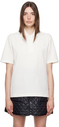 Moncler White Embroidered Polo