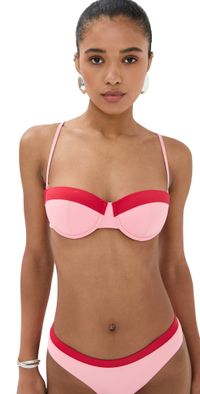 STAUD Jo Balconette Bikini Top Sweetheart/Cherry M