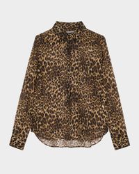 Gaia Polka-Dot Silk Slim Button-Down Shirt