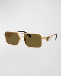 Men's Triangle Logo Metal Rectangle Sunglasses
