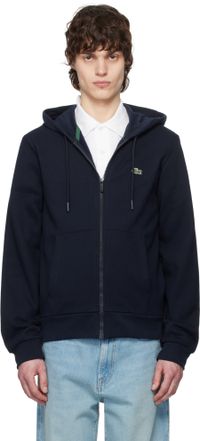 Lacoste Navy Zip-Up Fleece Hoodie