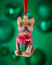 French Bulldog Cream in Puffer Coat Christmas Ornament