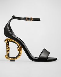 Leather Barocco-Heel Sandals