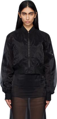 The Frankie Shop Black Micky Cropped Sheer Bomber Jacket