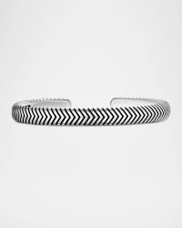 Men's Chevron Cuff Bracelet in Silver, 8mm