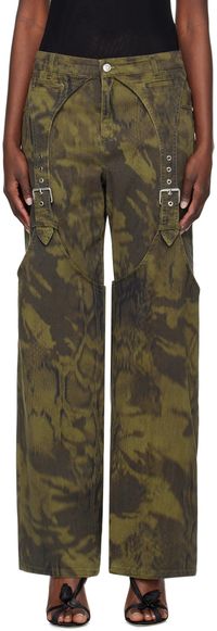 Blumarine Khaki Pattern Denim Trousers