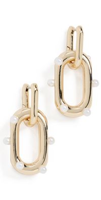 Kenneth Jay Lane Doorknocker Earrings Gold/Pearl One Size