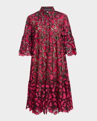 Cornflower Embroidered Ruffle Shirtdress