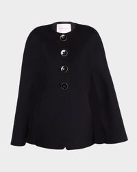 Button-Front Wool Cape