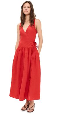 Apiece Apart Tiered Wrap Maxi Dress Poppy Red 12