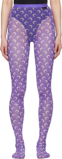 Marine Serre Purple Recycled Moon Mesh Tights