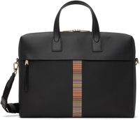Paul Smith Black Leather Signature Stripe Trim Folio Briefcase